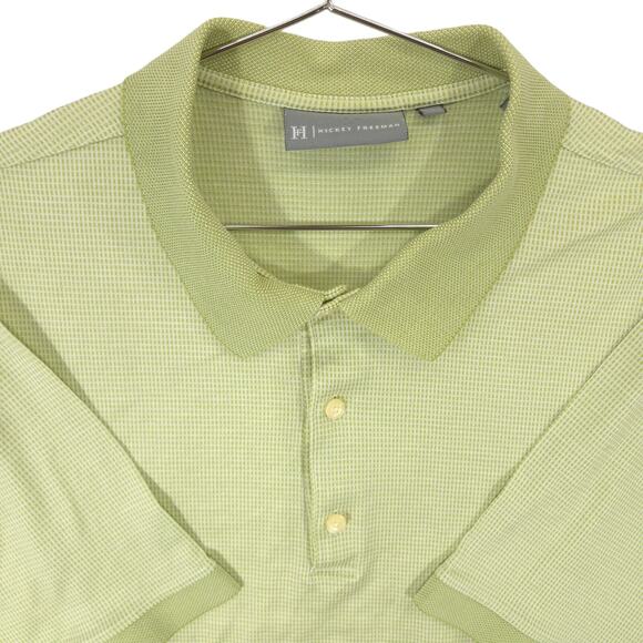 Hickey Freeman Other - Hickey Freeman Polo Mens L Lime Green Geometric Short Sleeve Shirt Made In Italy